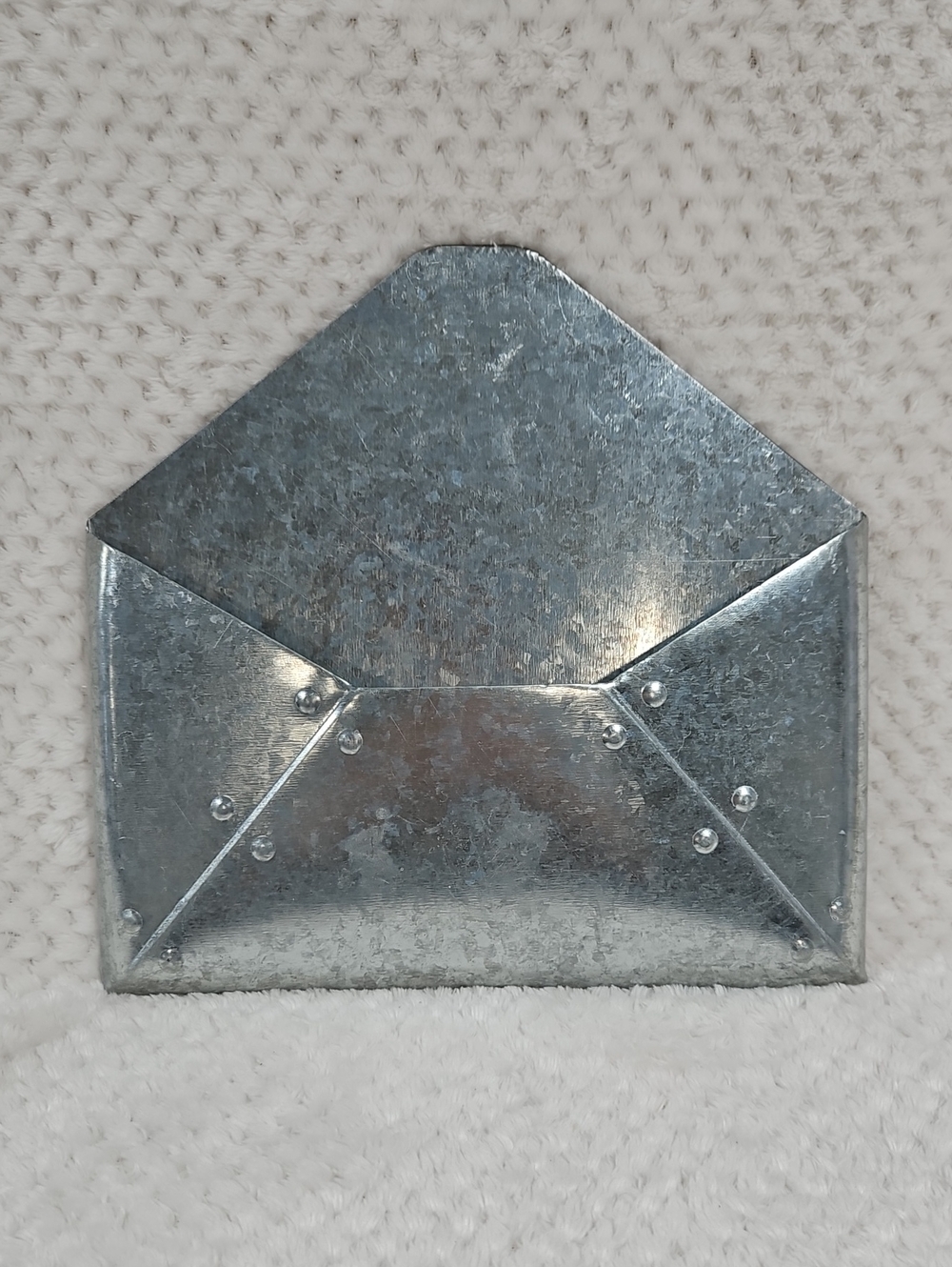 9.5"x10" silver galvanized metal ENVELOPE mail/card holder for wall